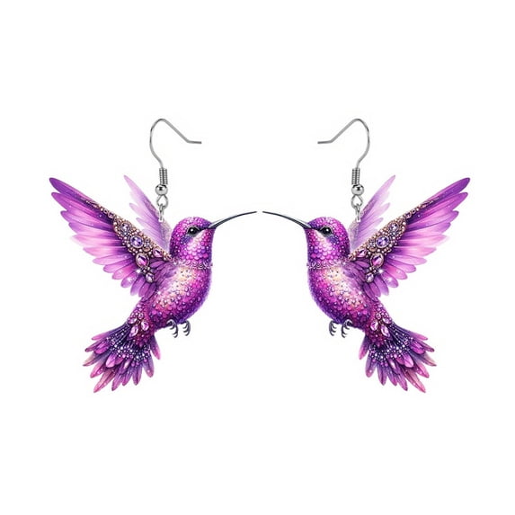 YYKihy Acrylic Bird Earrings For Women Novelty Colorful Elegant Long Parrot Hummingbird Dangle Drop Animal Earrings Jewelry