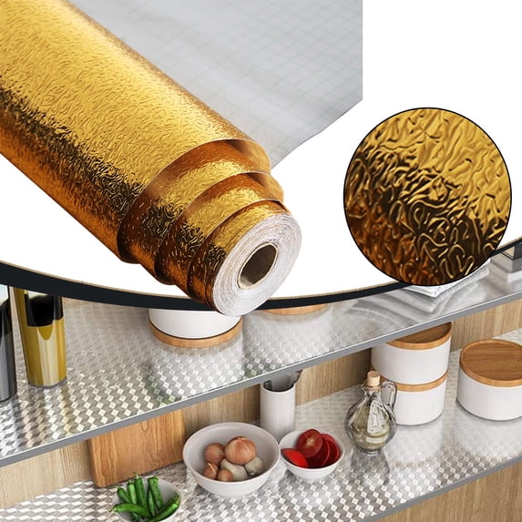 Paper Adhesion YYKihy Adhesive Kitchen Wall Sticker Aluminum Foil Drawer Liner Cabinet ...