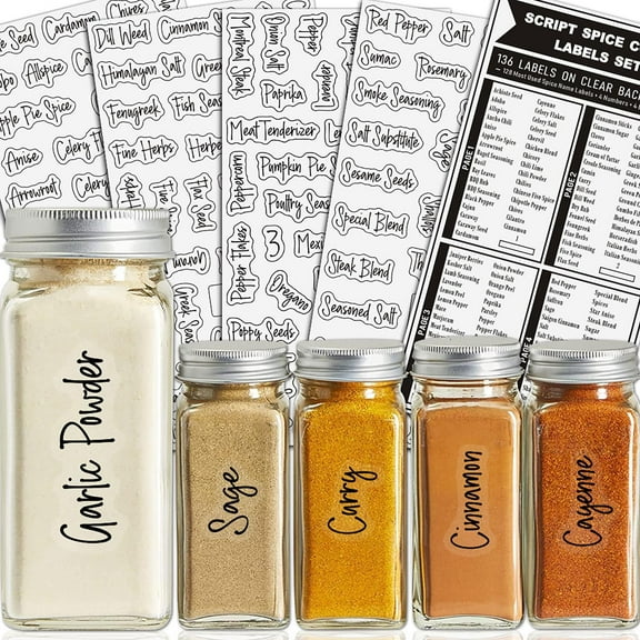 YYKihy Aixoom138 PCS Pantry Labels For Containers Preprinted Black Script Kitchen Label Stickers For Food Storage Jar Bottles