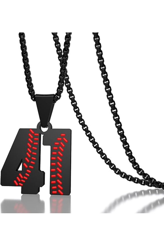 Baseball Pattern Number 41 Necklace Stylish Stainless Pendant Necklace For Men & Women
