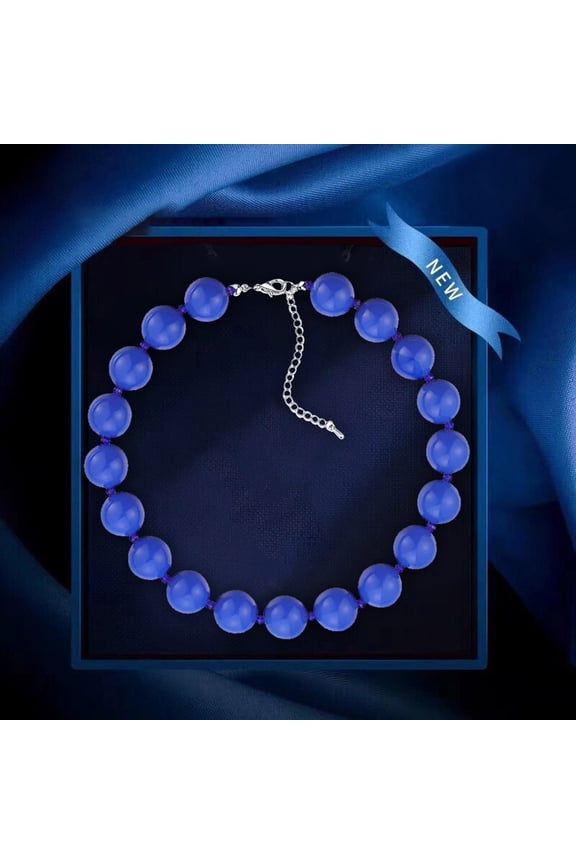 Beaded Chunky Beads Necklace Resin Colourful Pink Navy Yellow Beaded Statement Choker Necklace For Men Women