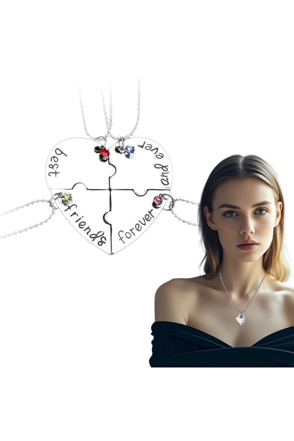 Best Friends Forever And Ever Necklace With Broken Heart Charm Pendant Set Necklace Four Piece Set