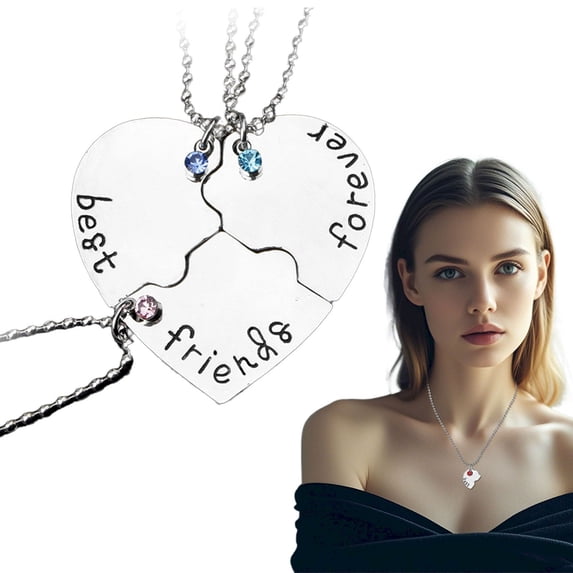 YYKihy Best Friends Forever And Ever Necklace With Broken Heart Charm Pendant Set Necklace Three Piece Set