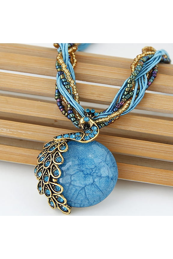Bohemian Womens Rhinestone Pendant Statement Necklace Gift Accessories