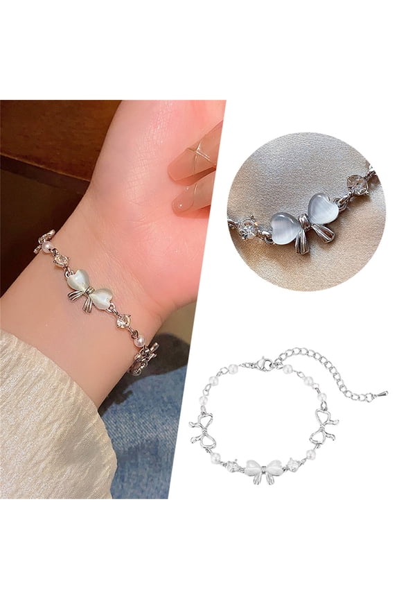 Bow Bracelet Sweet Chain Pendant Bracelet Adjustable Aesthetic Jewelry Birthday For Women