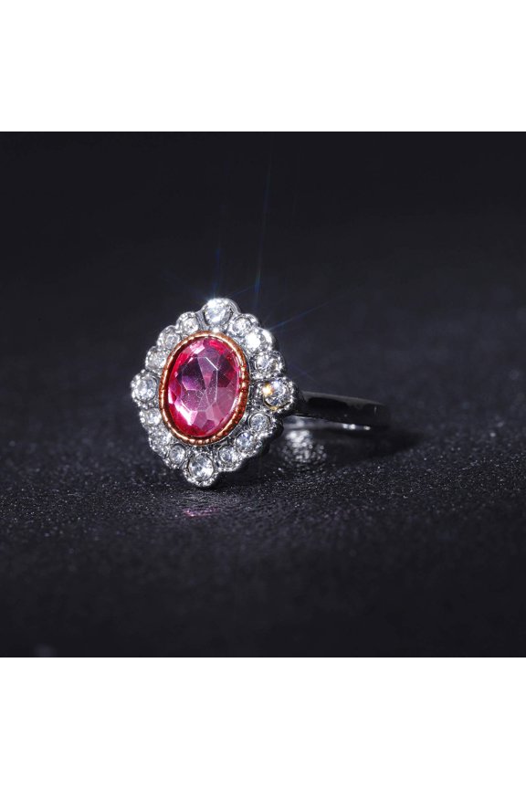 Bright Zircon Ring Round Red Stone Jewelry Fashion Jewelry Engaged Ring For Women