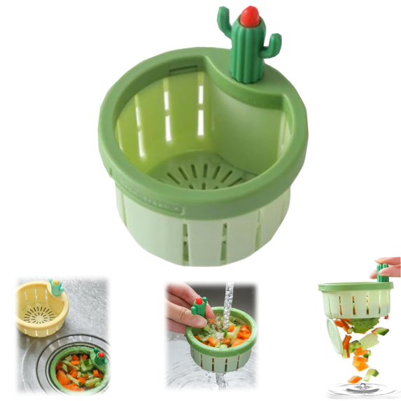 YYKihy Cactus Kitchen Sink Drain Strainer Cleaning Kitchen Sink Strainer Automatic Dumping Basket Multi Functional Home Use Cactus Sink Draining Basket Filter Net Lifting