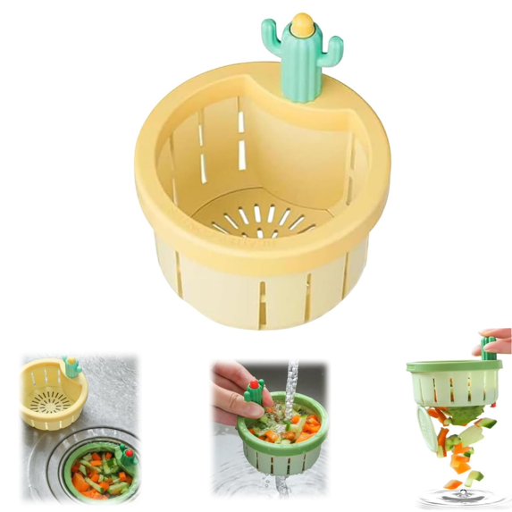 YYKihy Cactus Kitchen Sink Drain Strainer Cleaning Kitchen Sink Strainer Automatic Dumping Basket Multi Functional Home Use Cactus Sink Draining Basket Filter Net Lifting