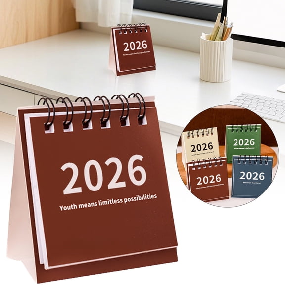 YYKihy Calender Calendar 2026 Small Desk Calendar Unprinted Wind Calendar Punch Card Countdown Planner Desktop Small Ornaments