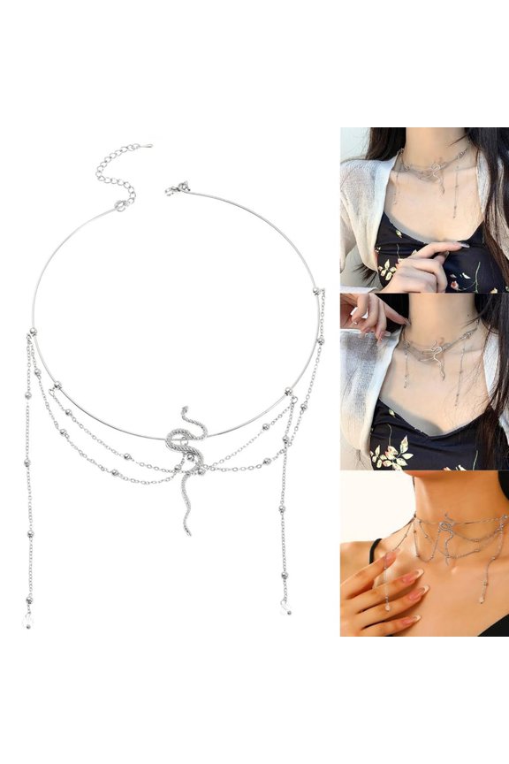 Chic Designs Fringe Collar Necklace In Stainless For Trendsetters