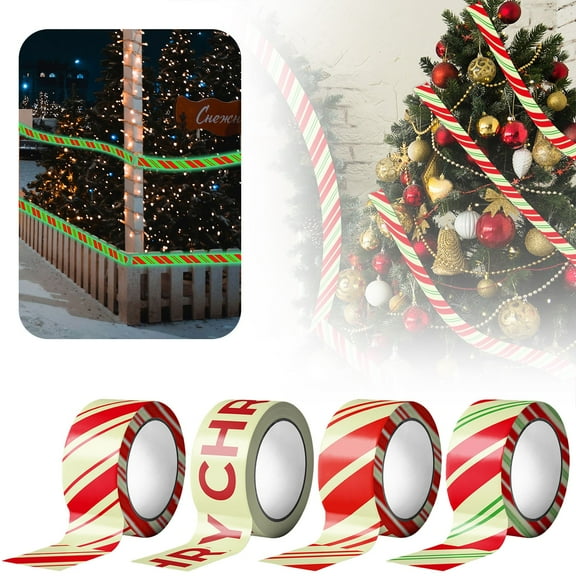 YYKihy Christmas Decoration Luminous Warning Tape PVC Fluorescent Danger Warning Strip Warning Line