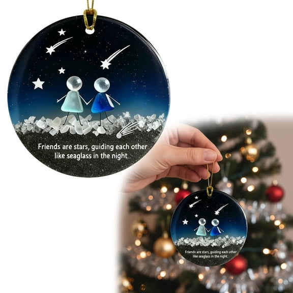 YYKihy Christmas Ornament 2D Acrylic "Friends Are " Design Sentimental Holiday Decor For Friends Festive Hanging Ornament With Starry Night Theme