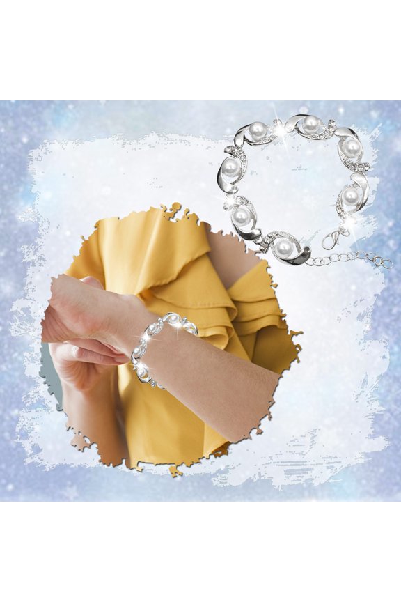 Circular Diamond Pearl Bracelet Rhinestone Pearl Bracelet Jewelry Charm Bracelet Birthday Surprise Gift For Woman Girls Flash Diamond Multi Layer Elastic Bracelet For Women