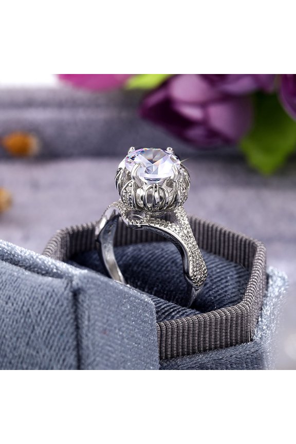 Classic Four Prong Floral Women's Bright Diamond Ring Dream Proposal Diamond Ring For Women