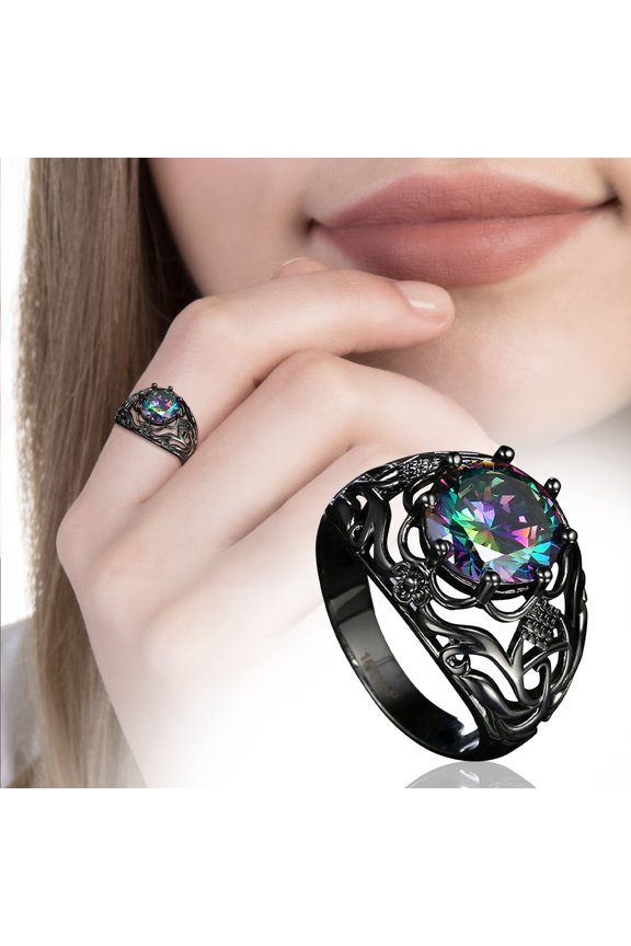 Colorful Stone Ring Finger Jewelry Birthday Proposal Gift Bridal Engagement Party Ring