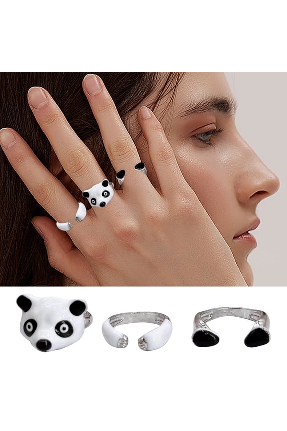 Combination Ring Fashion Creative Panda Ring Can Be Split Into European And American Trinkets