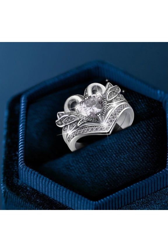 Couple Swan Love Shape Ring Geometry Circular Rhinestone Ring Engagement Ring Full Diamond Zirconia Solitaire Ring 5 11