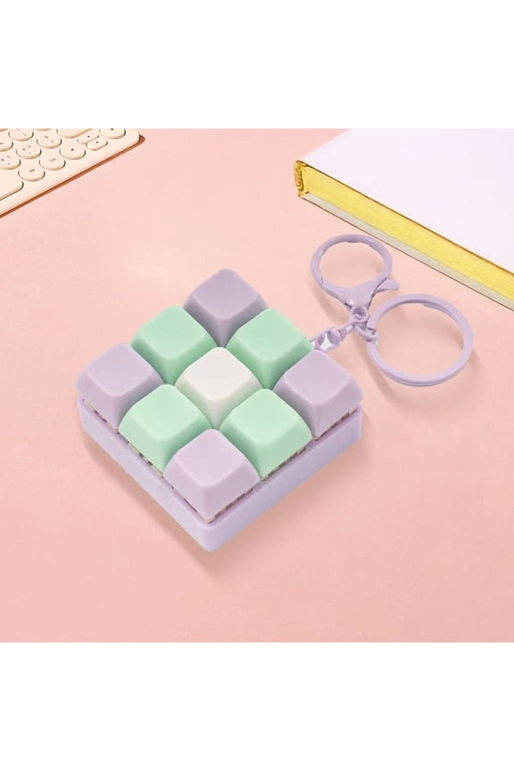 Cube Button Stress Keychain - Silicone Backpack Pendant Toy