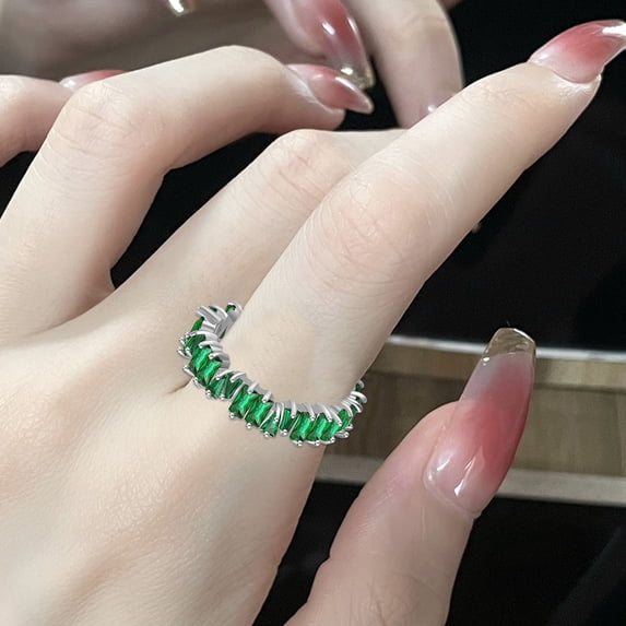 YYKihy Cubic Zirconia Colorful Rainbow Ring Multi Color Gemstone Ring Jewelry