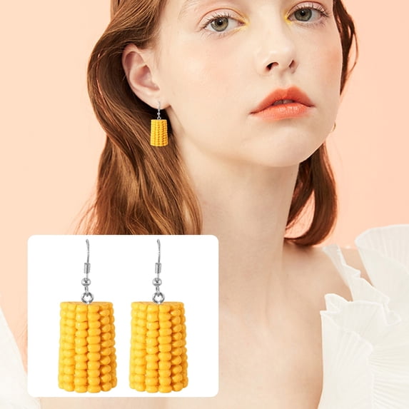 YYKihy Cute Quirky Simulation Corn Resin Earrings Earrings Fruit And Vegetable Earrings Studs Earrings
