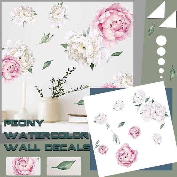 YYKihy Decals Watercolor) Flowers And Peony Peony ( Watercolor White Decor Wall Wall Sticker