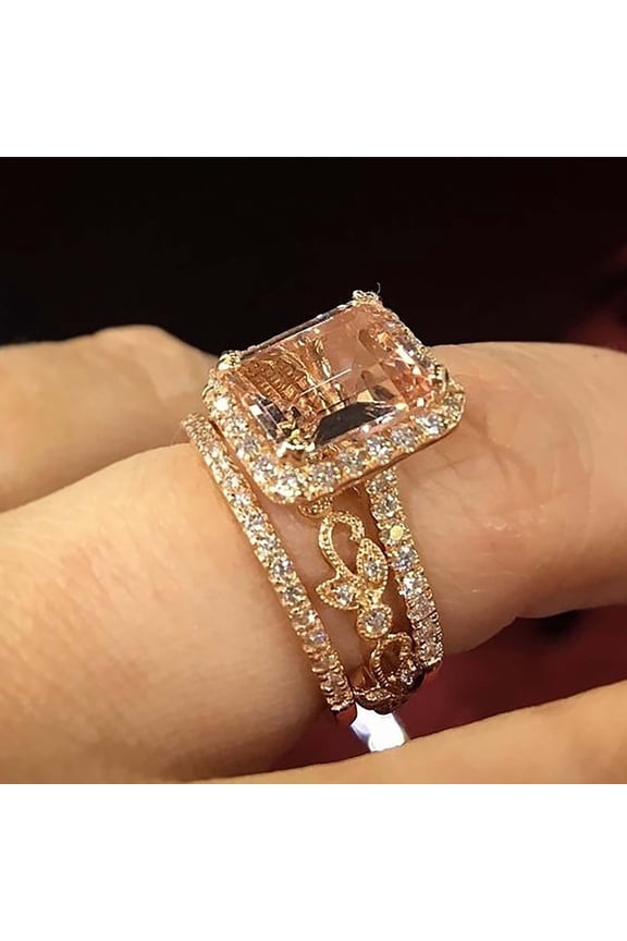 Diamond Temperament Gold Ring Set Geometric Jewelry Simple Rings Jewelry Gifts