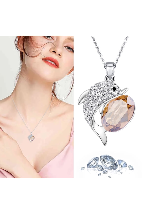 Dolphin Beads Couple Necklace Collars Women's All Shiny Pendant Accessories Pendant Necklace Enamel Pendant