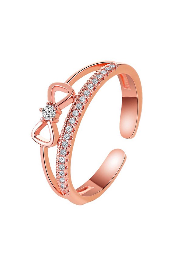 Double Bow Ring Female European And American Cold Personality Open Index Finger Ring