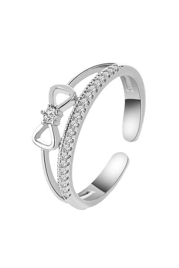 Double Bow Ring Female European And American Cold Personality Open Index Finger Ring