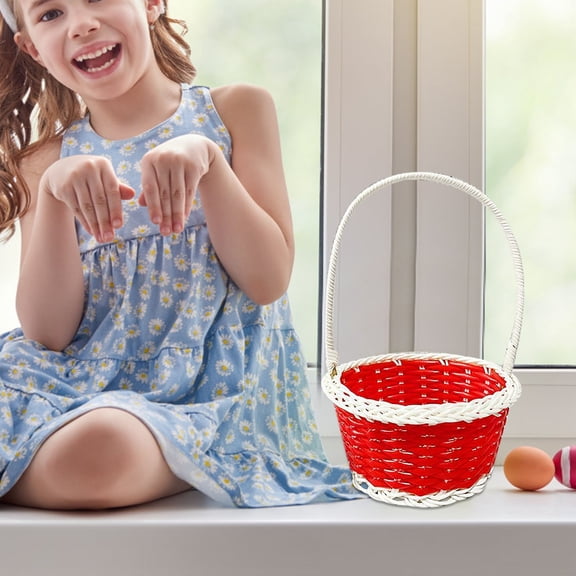YYKihy Easter Basket Red Plastic For Easter Egg Hunt Decor