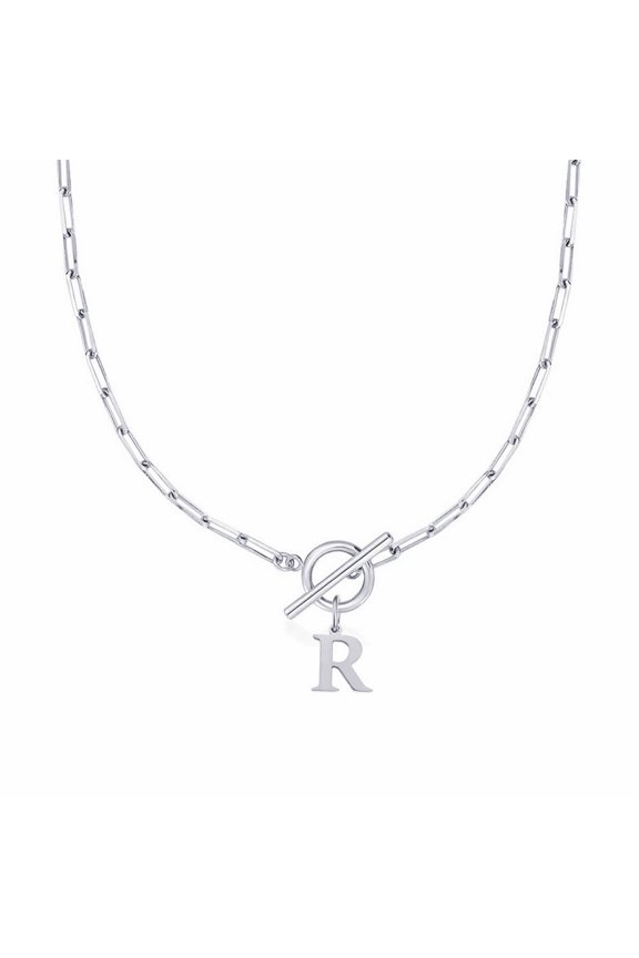 Eben Toggle Clasp Capital A Z Initial Necklace For Women Hiphop Gold Alphabet Pendant Necklaces Thick Chain OT Buckle Necklace
