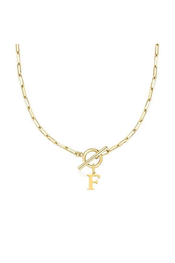 Eben Toggle Clasp Capital A Z Initial Necklace For Women Hiphop Gold Alphabet Pendant Necklaces Thick Chain OT Buckle Necklace