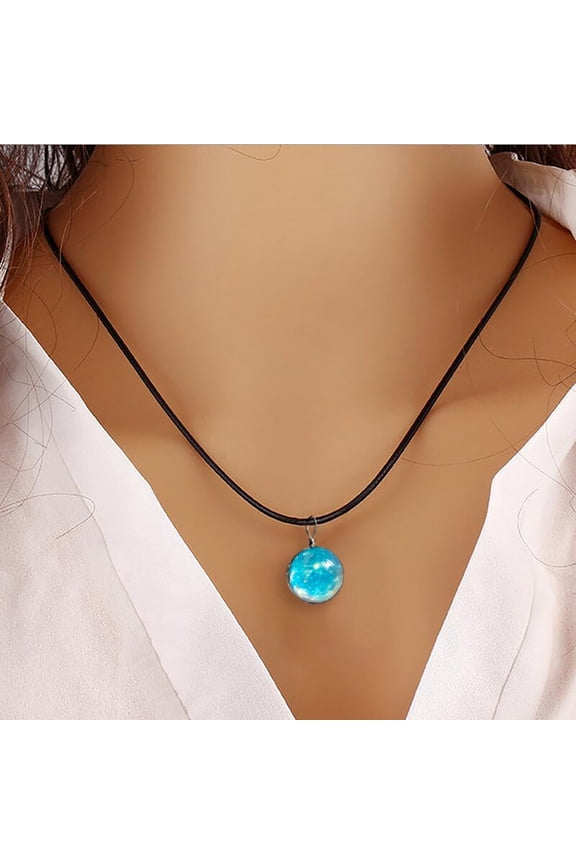 Eight Planets Pendant Cosmic Planets Double-sided Glass Planet Necklace Planet Pattern Necklace