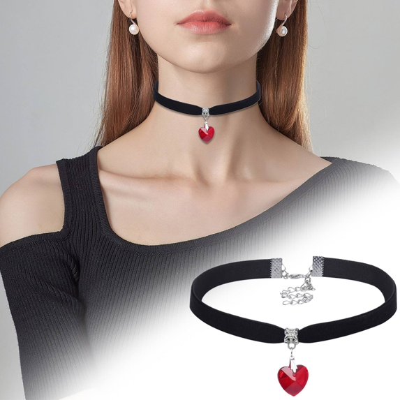 YYKihy European And American Beaded Necklaces Retro Heart Shaped Pendant Lace Multi Color Heart Shaped Necklace