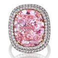 thumbnail image 1 of YYKihy Exquisite Pink Diamond Geometric Round Edge Square Ring Ladies Jewelry Gift, 1 of 2