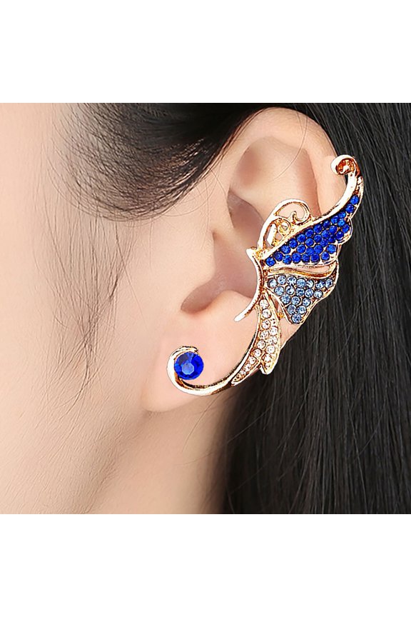 Fashion Animal Crystal Ear Cuff Wrap Left Ear Clip Earrings