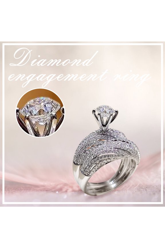 Fashion Couple Diamond Ring Marriage Proposal Essential Zircon Ring