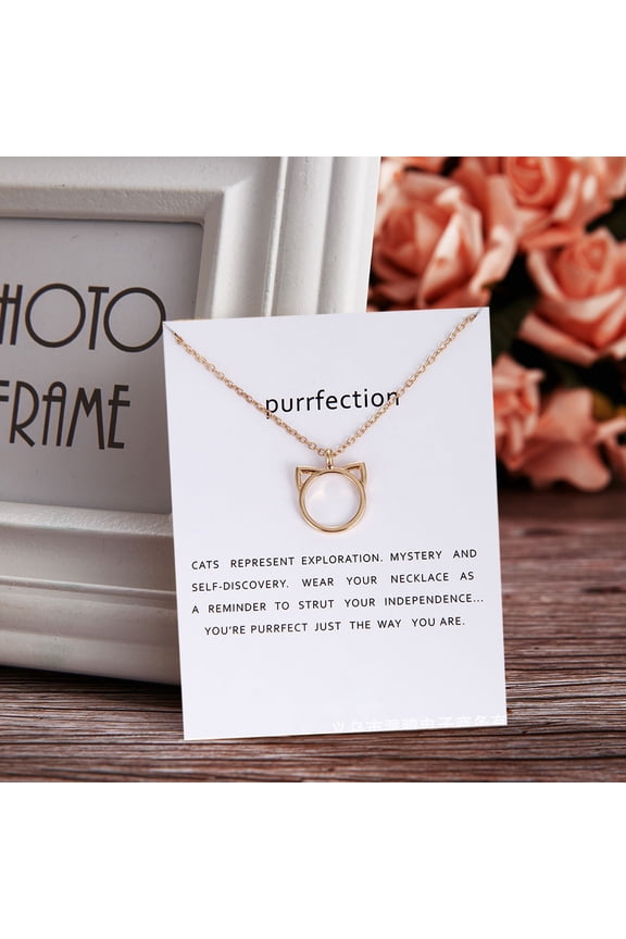 Fashion Jewelry Purrfection Cat Ear Alloy Pendant Short Necklace Women Gift