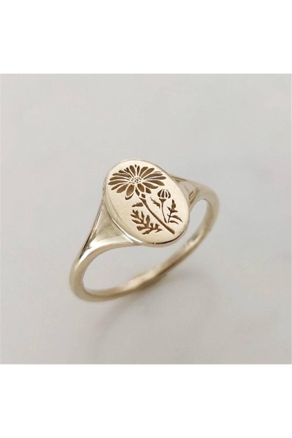 Fashion Trend Metal Retro Geometric Gold Knuckle Ring Flower Ring Jewelry Gift