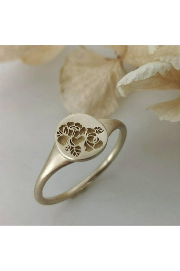 Fashion Trend Metal Retro Geometric Gold Knuckle Ring Flower Ring Jewelry Gift