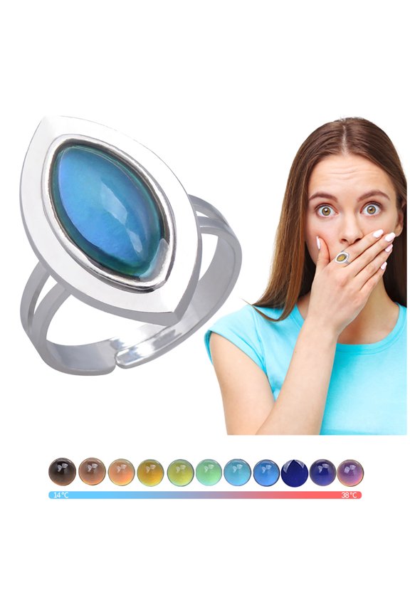 For Friends Temperature Drop Color Ring Gemstone Warm Ring Sensitive Sensitive Changing Water Rings
