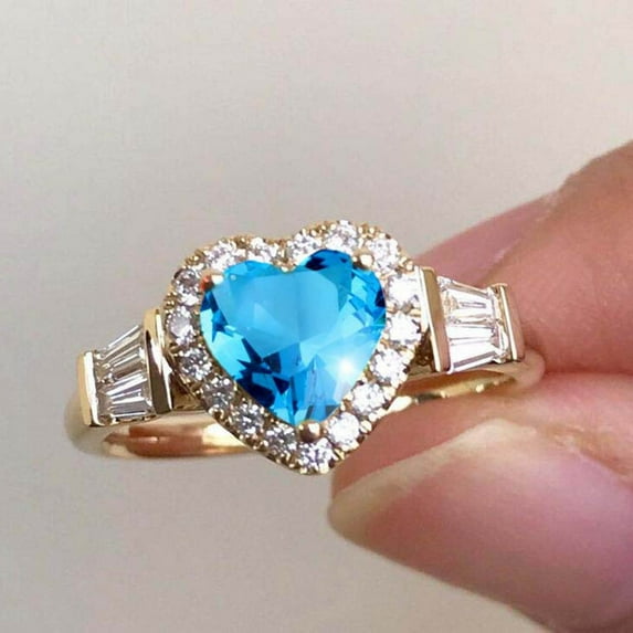 YYKihy Gemstone Birthstone Sapphire Statement Engagement Rings For Women Anniversary Promise Rings For Her