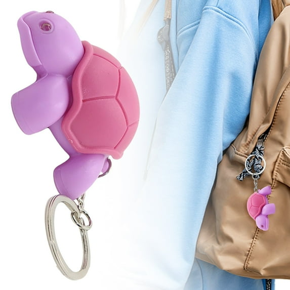 YYKihy Glowing LED Light Up & Sound Turtle Keychain – Cute Illuminated Keyring Bag Charm Night Light With Flashing & Chirping Sound
