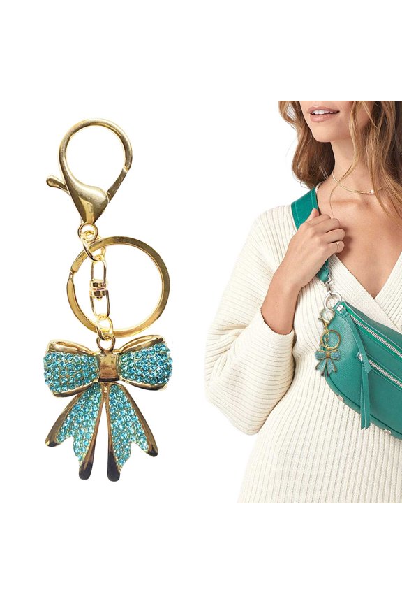 Gold Bow Keychain Bowknot Keychain Cute Keychain Key Chain Shiny Purse Charms Car Keychain Backpack Keychain Aesthetic Key Chain Accessories For Key Purse Bag
