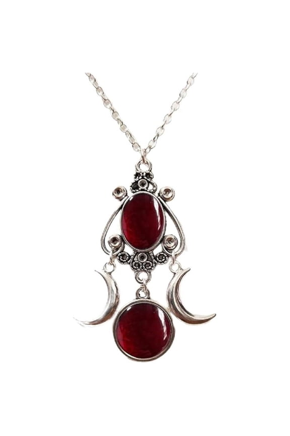 Gothic Moon Necklace Punk Black Necklace Red Statement Gothic Jewelry For Women Halloween Costume Jewelry