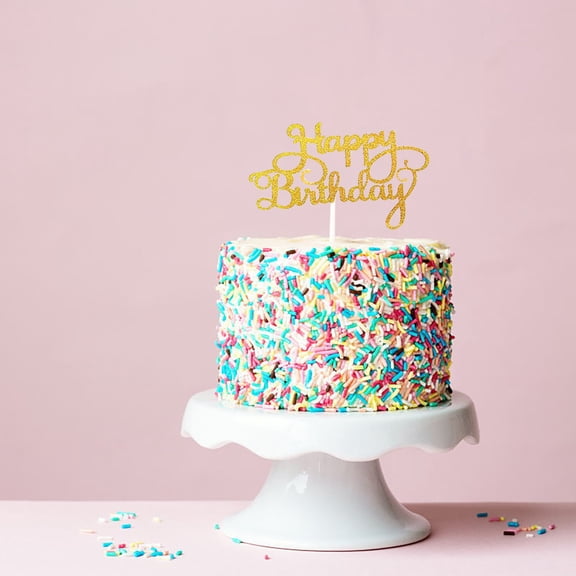 YYKihy Happy Birthday Cake Topper , Custom Cake Decorations, Double Sided Glitter Card