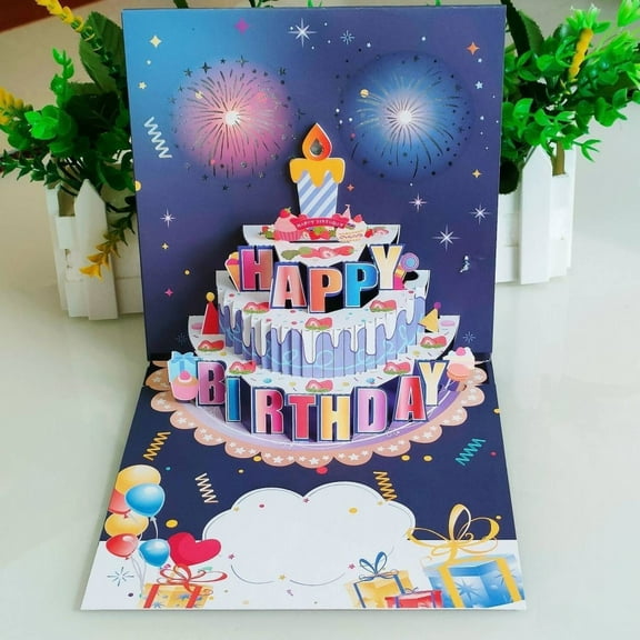 YYKihy Happy Birthday Music Lighting Three Greeting Card Singing Birthday Card Hollow Paper Carving Gift 3D Birthday Card