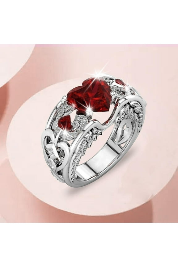 Heart Shape Diamond Zircon Women Fashion Trend Full Diamond Zircon Ring Ladies Jewelry Diamond Rings For Women Size 5 11