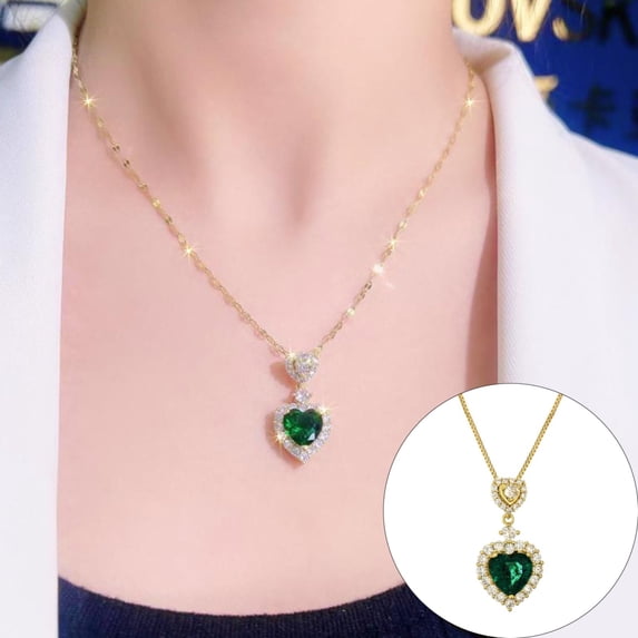 YYKihy Heart Shaped Gemstone Necklace Suitable For Women Wife Jewelry Mother's Birthday Valentine's Day Gift Necklace Heart Shaped Jewelry Her Anniversary