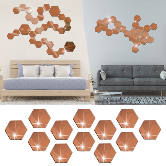 YYKihy Hexagon Acrylic Mirror DIY Wall Sticker 3D Stereo Home Decor With Adhesive